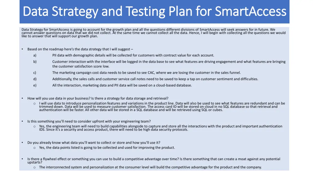 data strategy and testing plan for data strategy