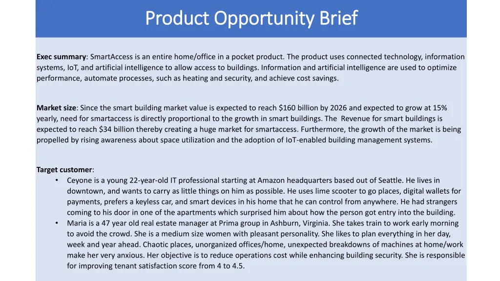 product opportunity brief product opportunity