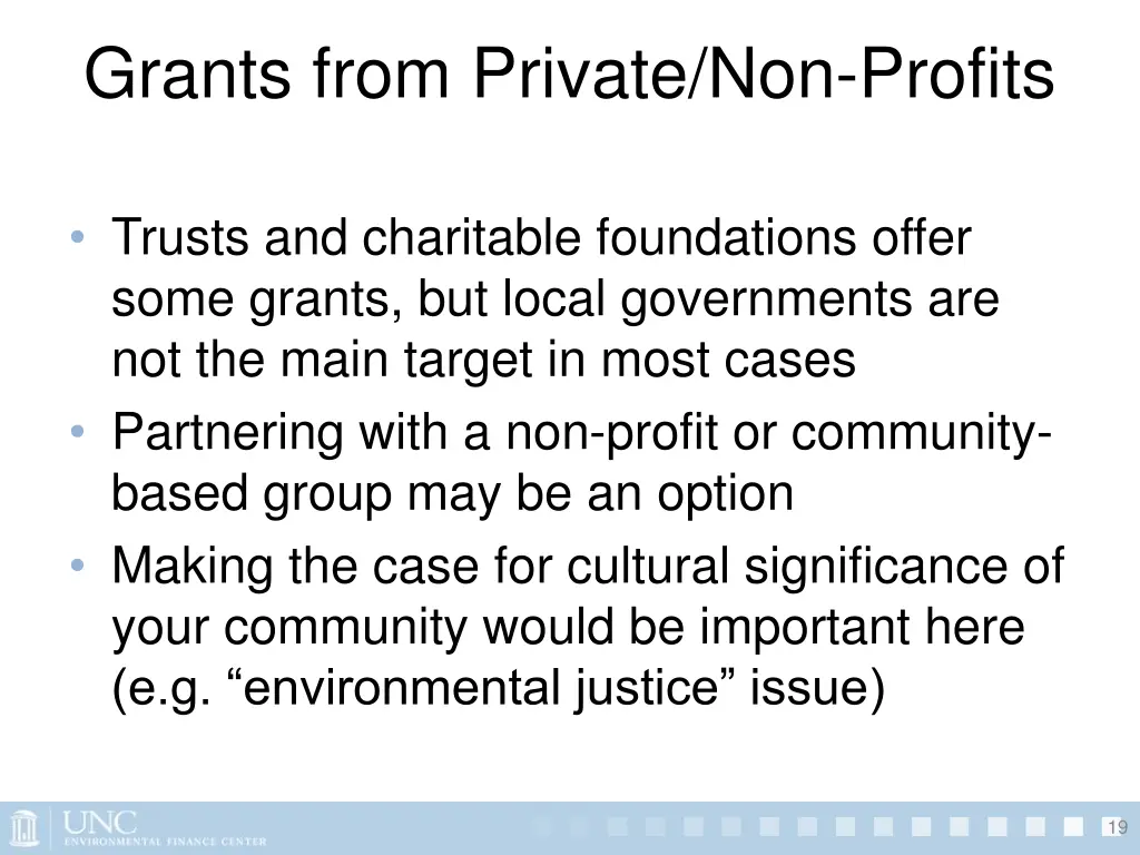 grants from private non profits