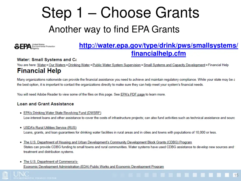 step 1 choose grants another way to find