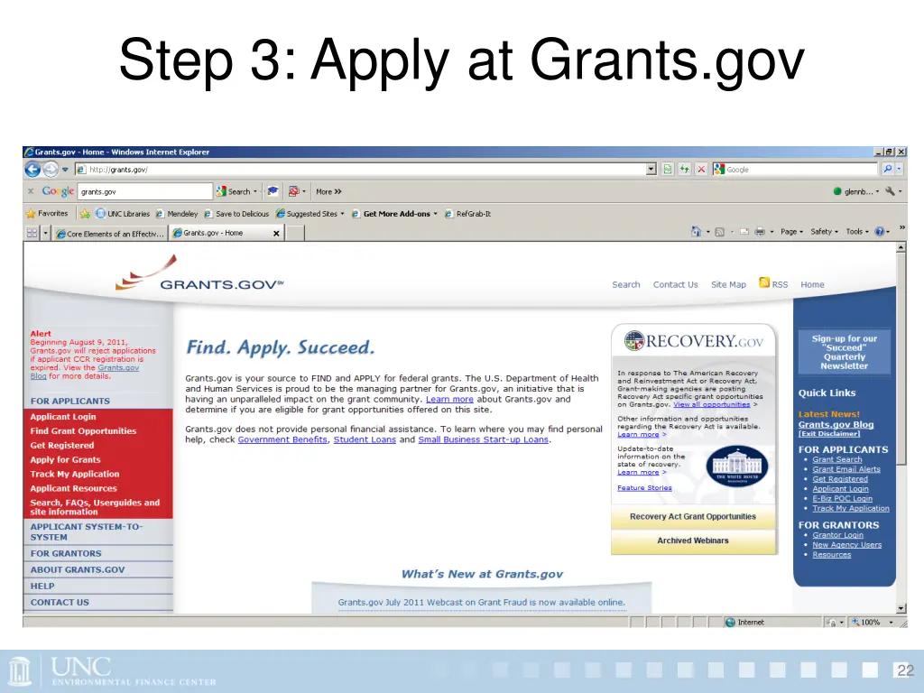 step 3 apply at grants gov