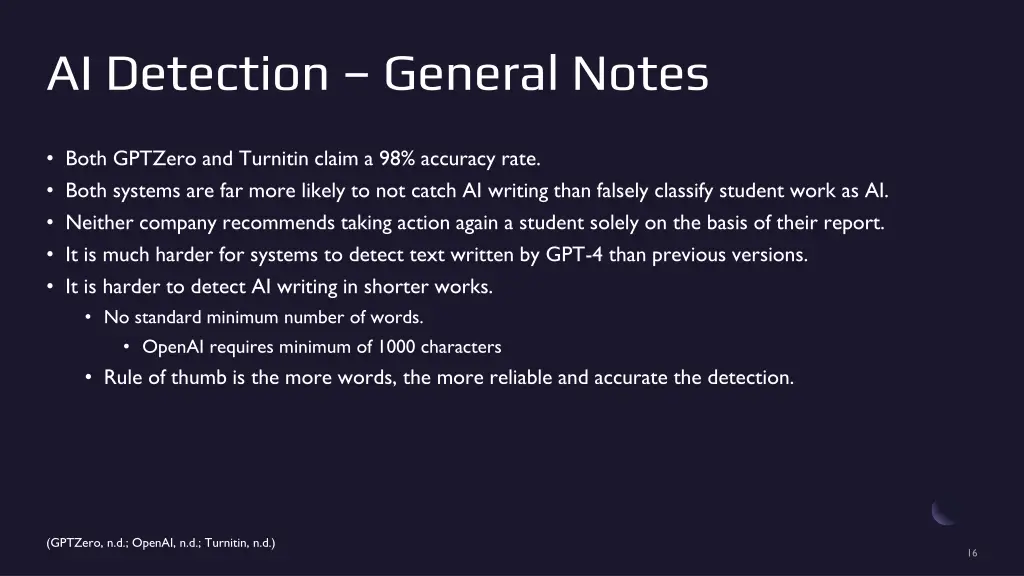 ai detection general notes