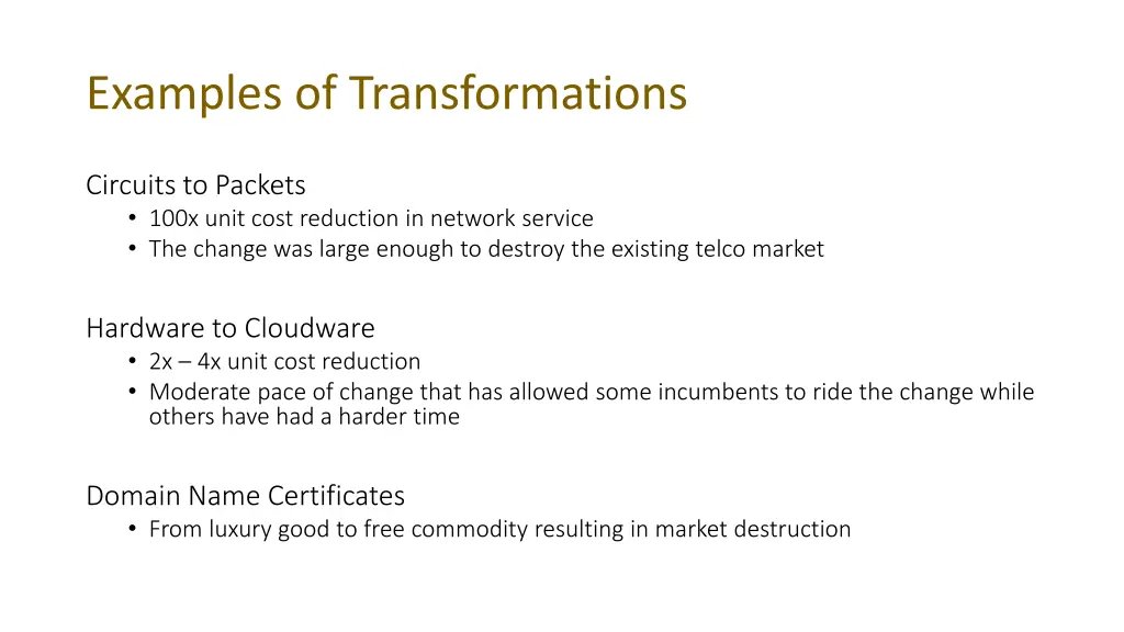 examples of transformations