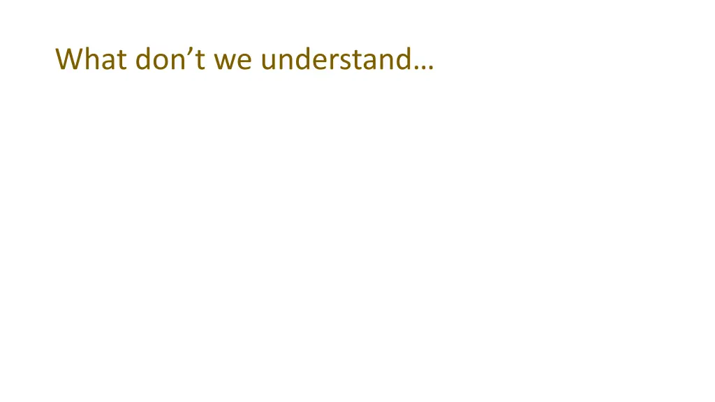 what don t we understand