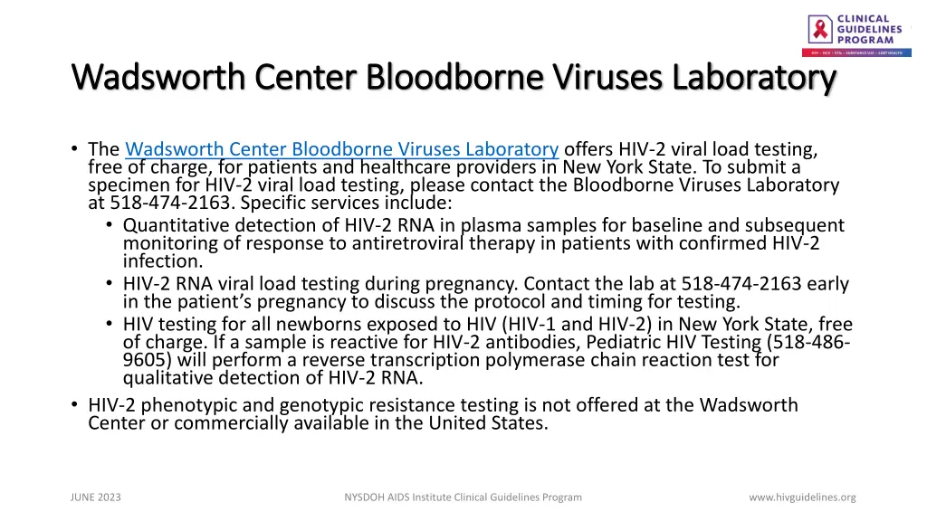 wadsworth center bloodborne viruses laboratory