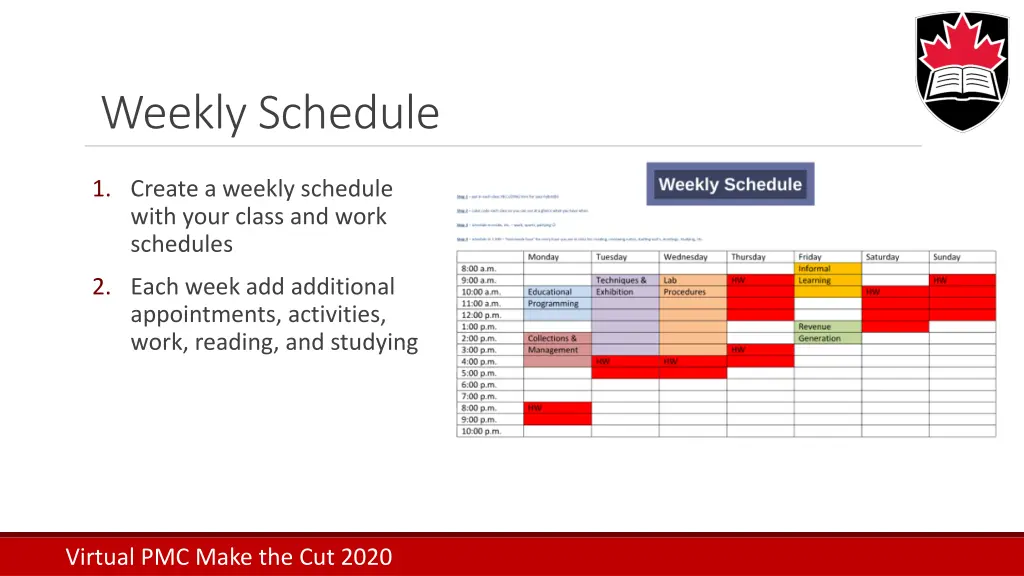weekly schedule
