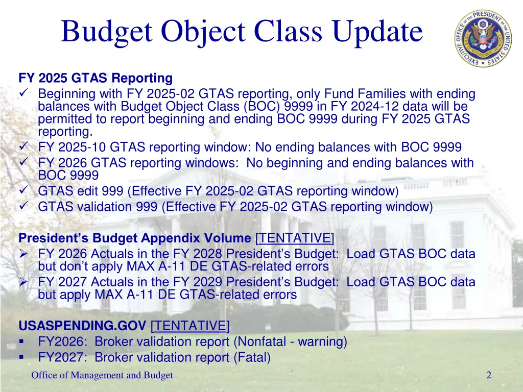 budget object class update