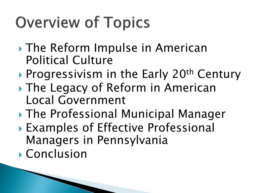the reform impulse in american political culture