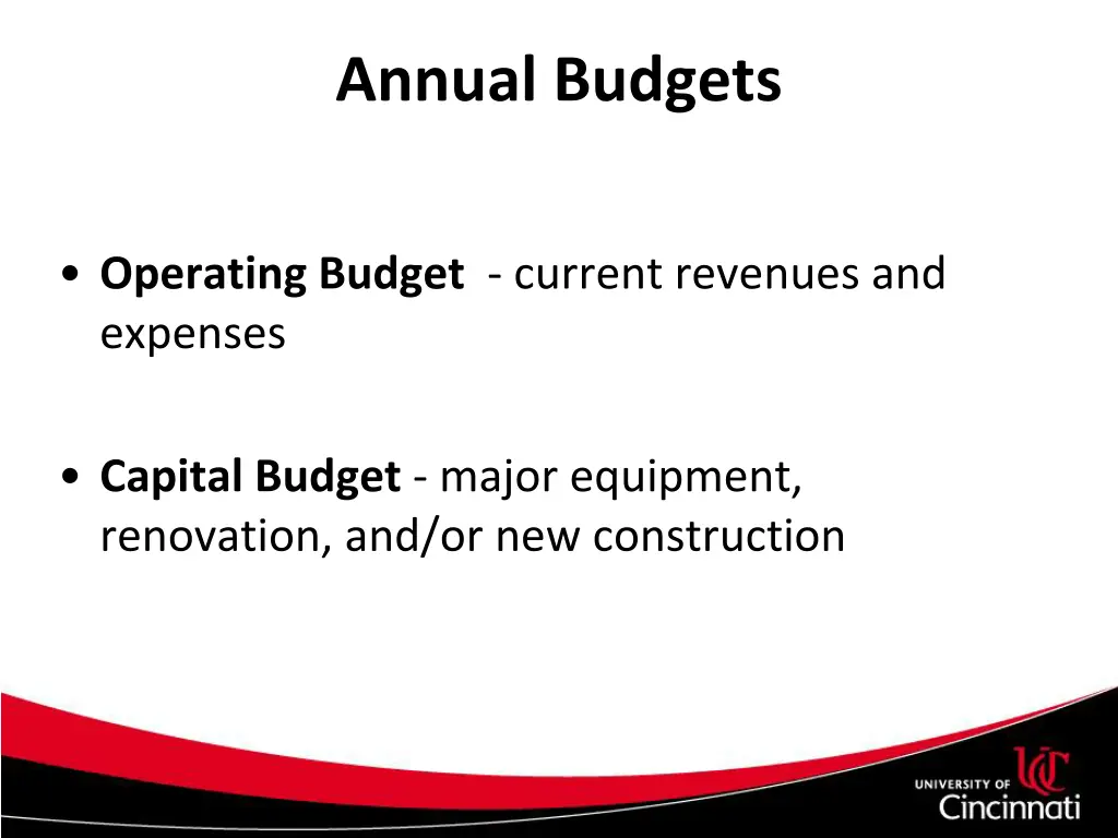 annual budgets
