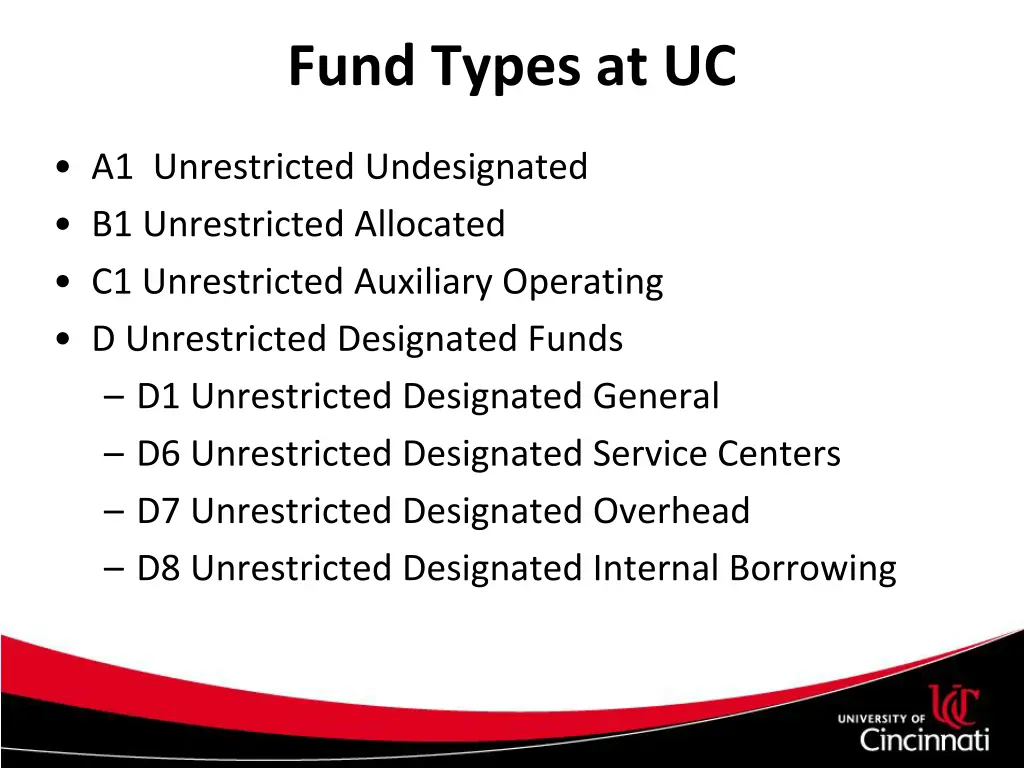 fund types at uc