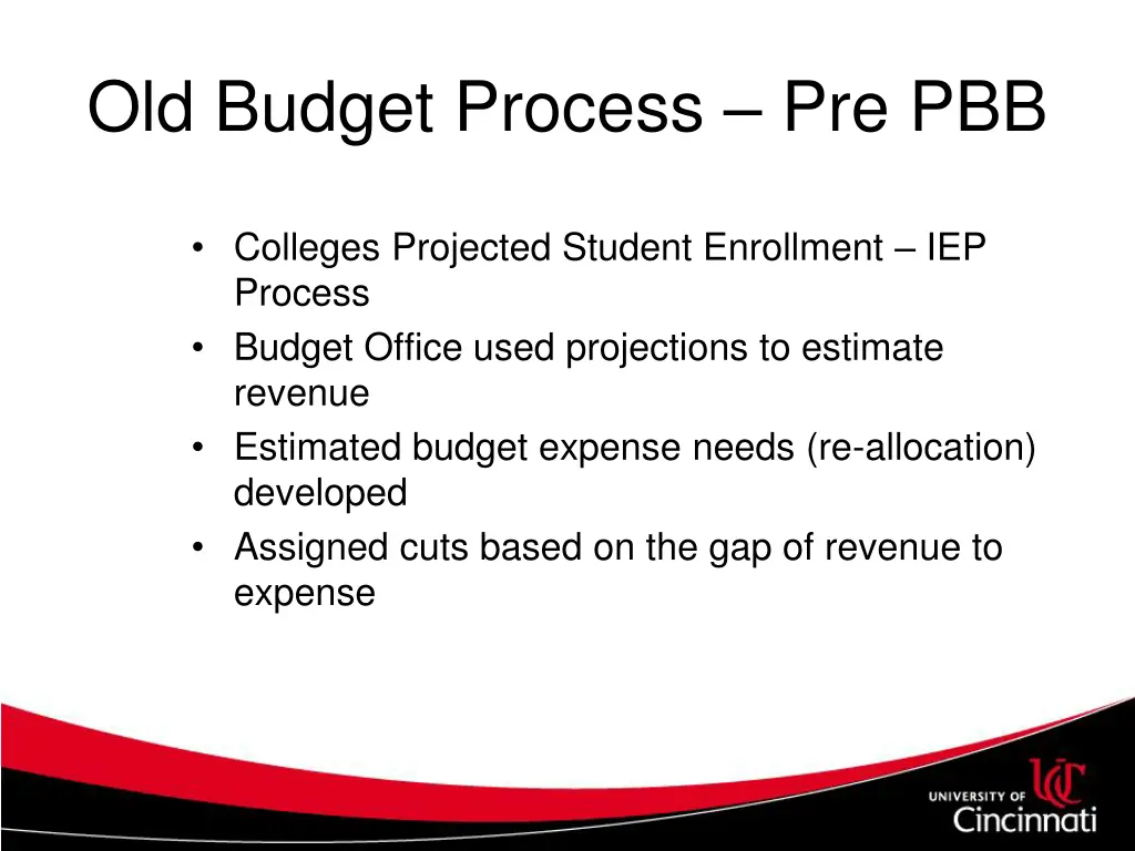 old budget process pre pbb