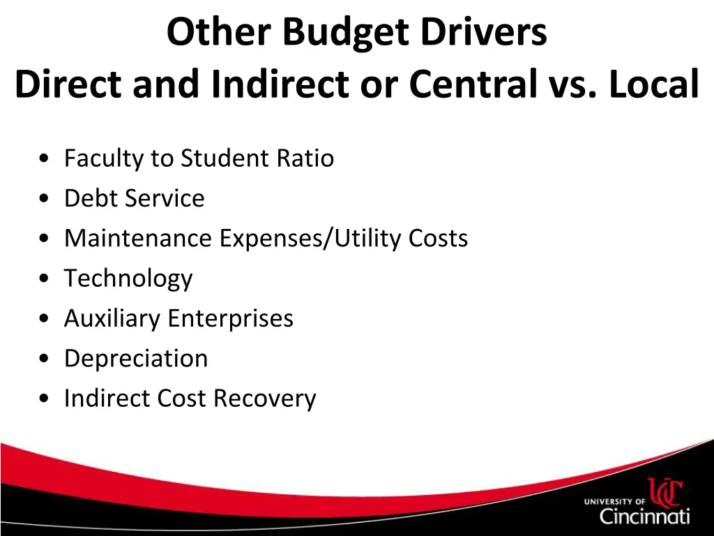 other budget drivers direct and indirect 1