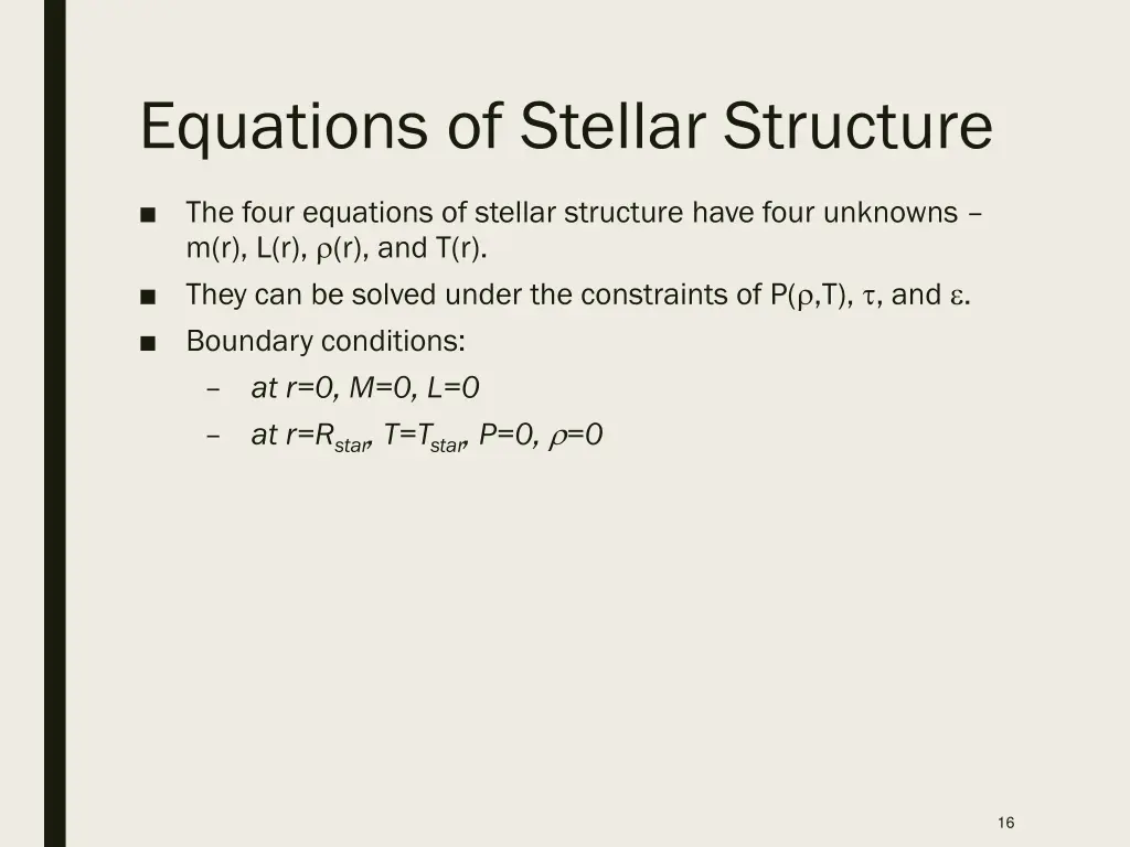 equations of stellar structure