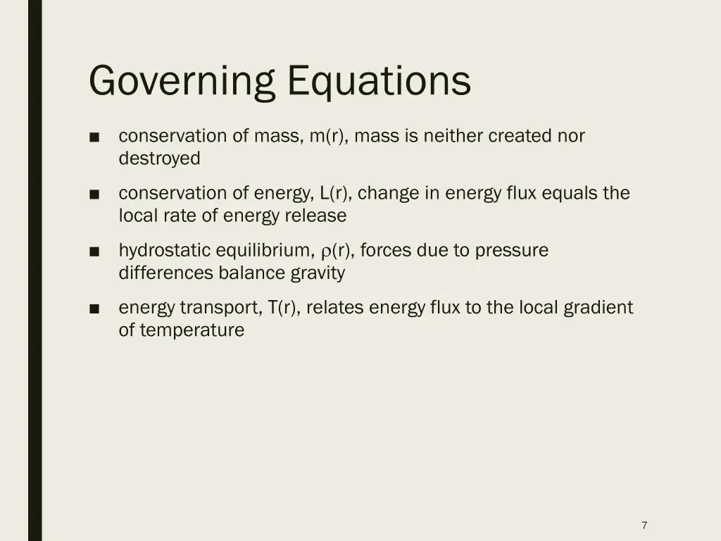 governing equations