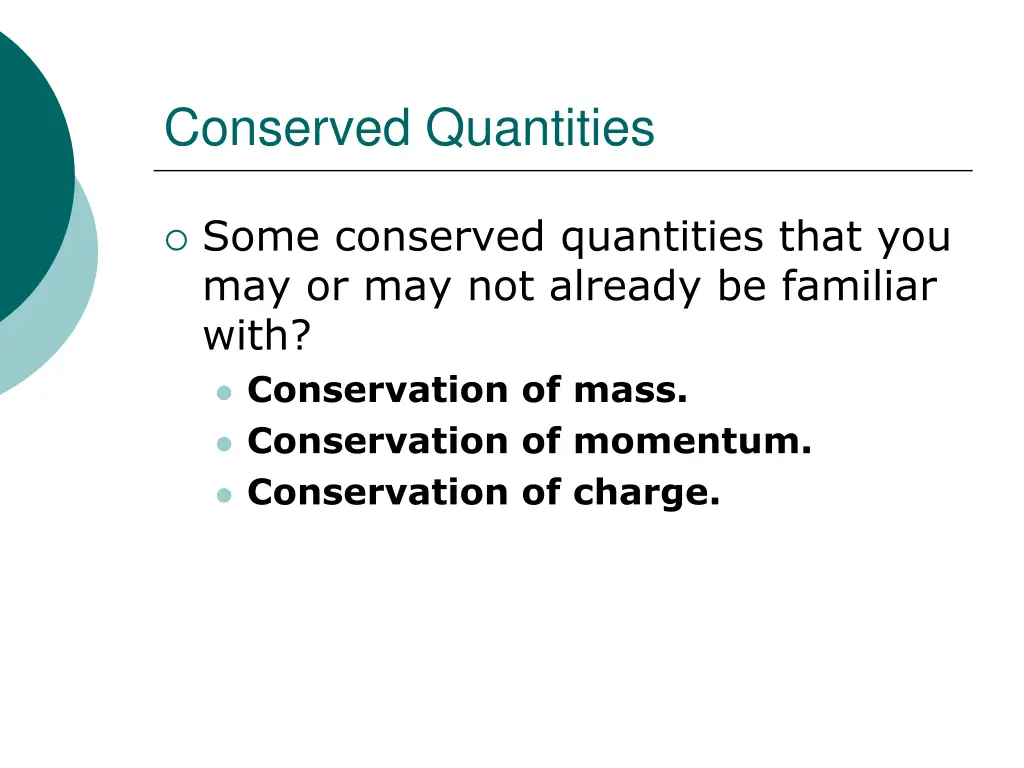 conserved quantities
