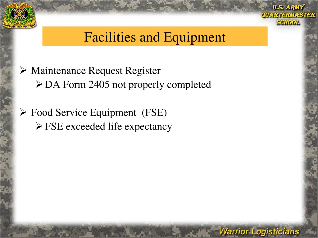 facilities and equipment