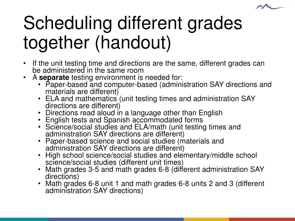 scheduling different grades together handout