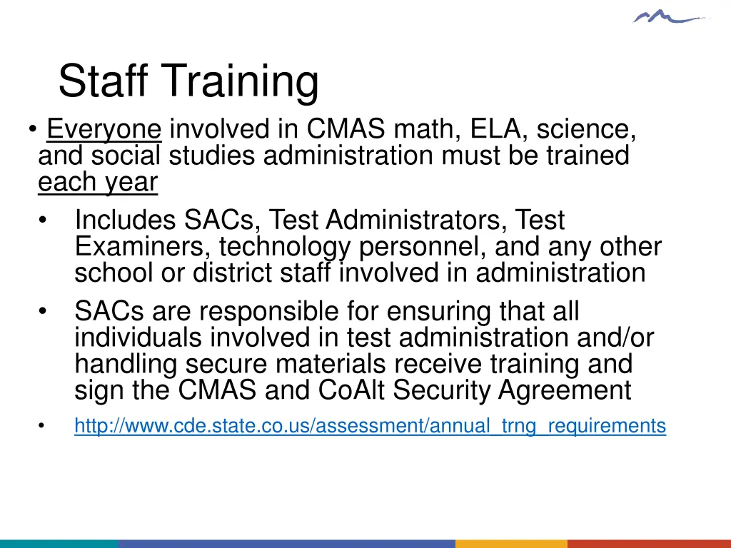 staff training everyone involved in cmas math