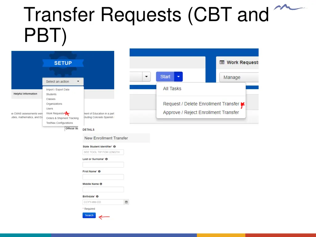 transfer requests cbt and pbt