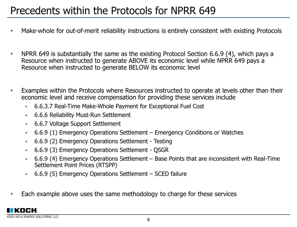 precedents within the protocols for nprr 649