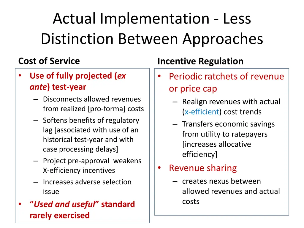 actual implementation less distinction between