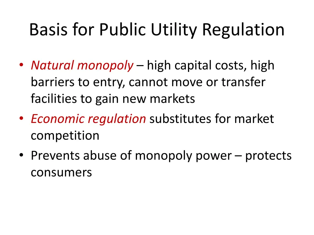 basis for public utility regulation