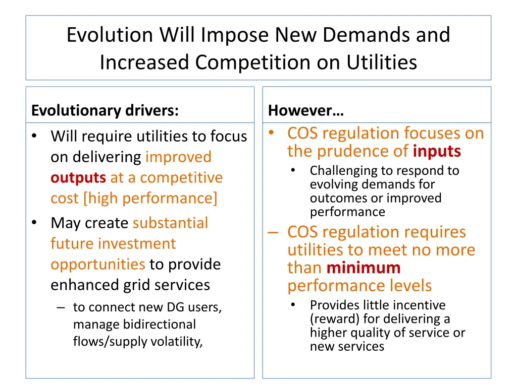 evolution will impose new demands and increased
