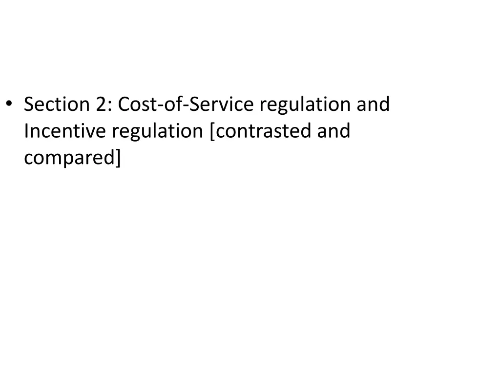 section 2 cost of service regulation
