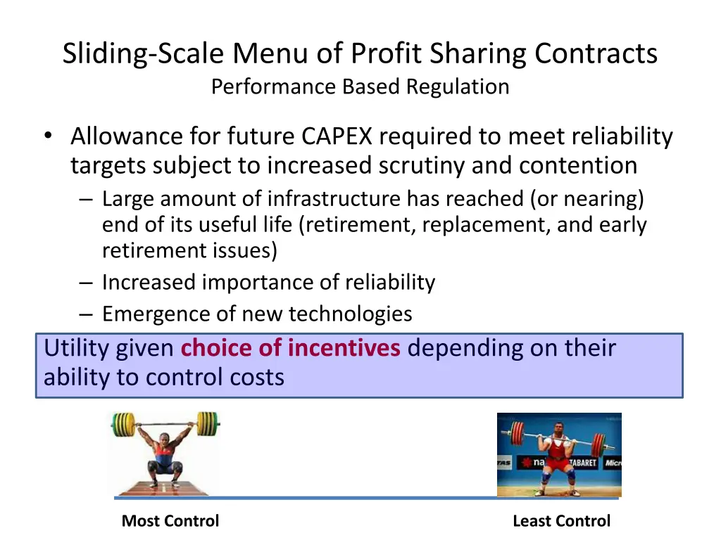 sliding scale menu of profit sharing contracts