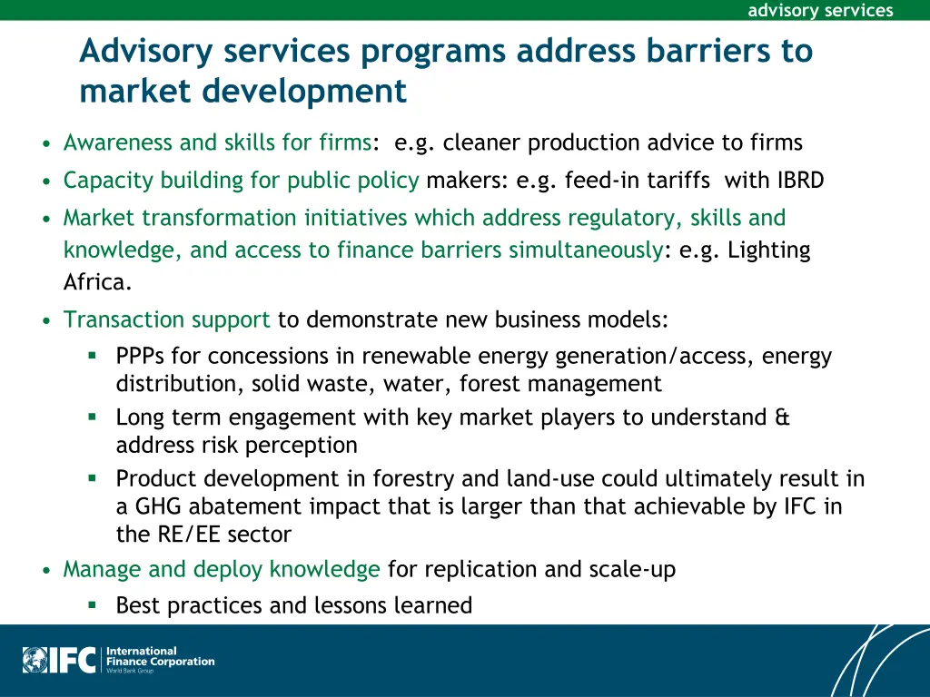 advisory services