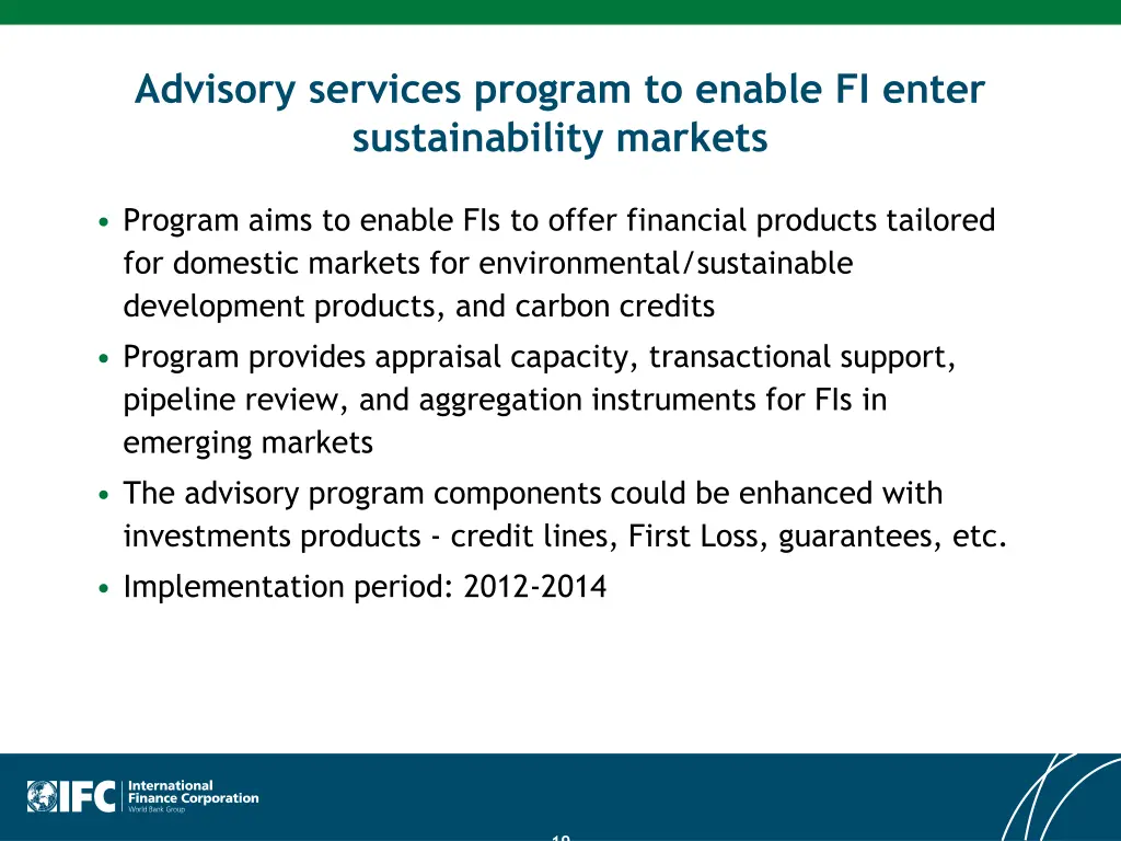 advisory services program to enable fi enter