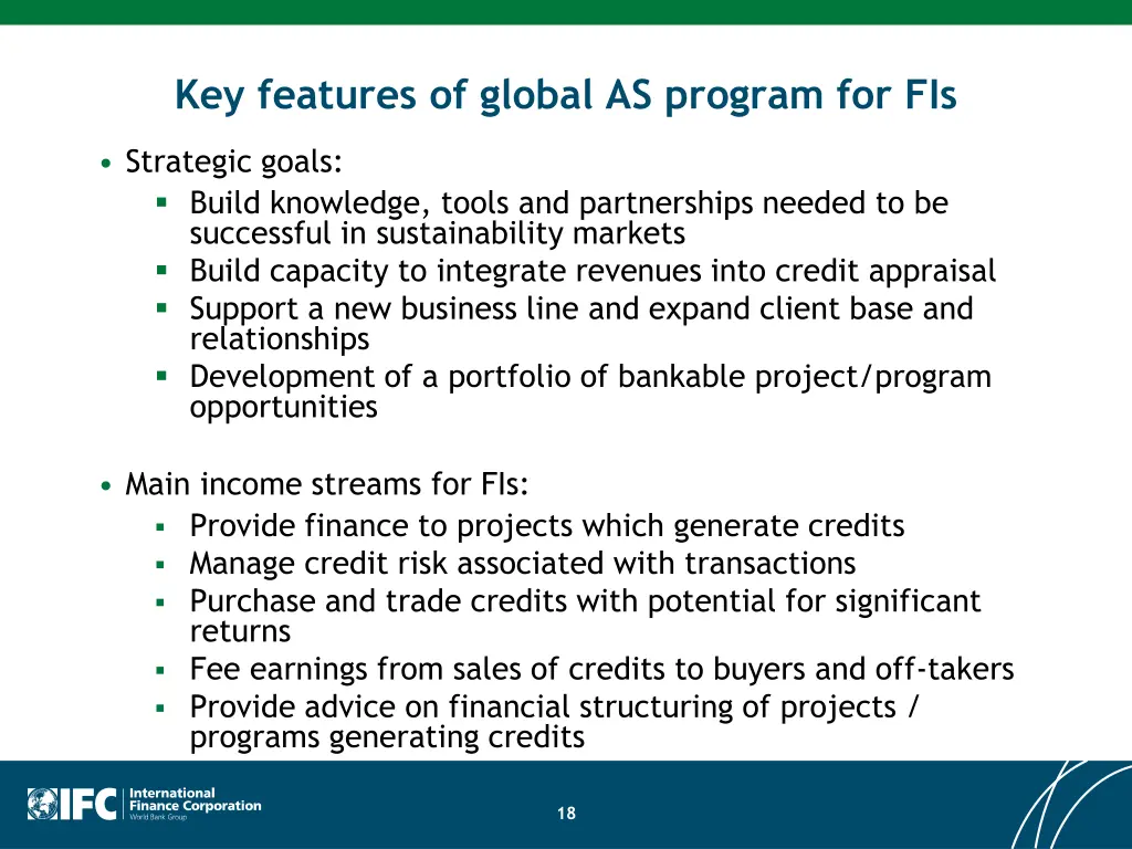 key features of global as program for fis