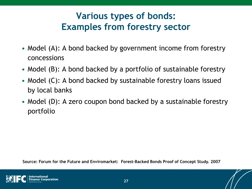 various types of bonds examples from forestry