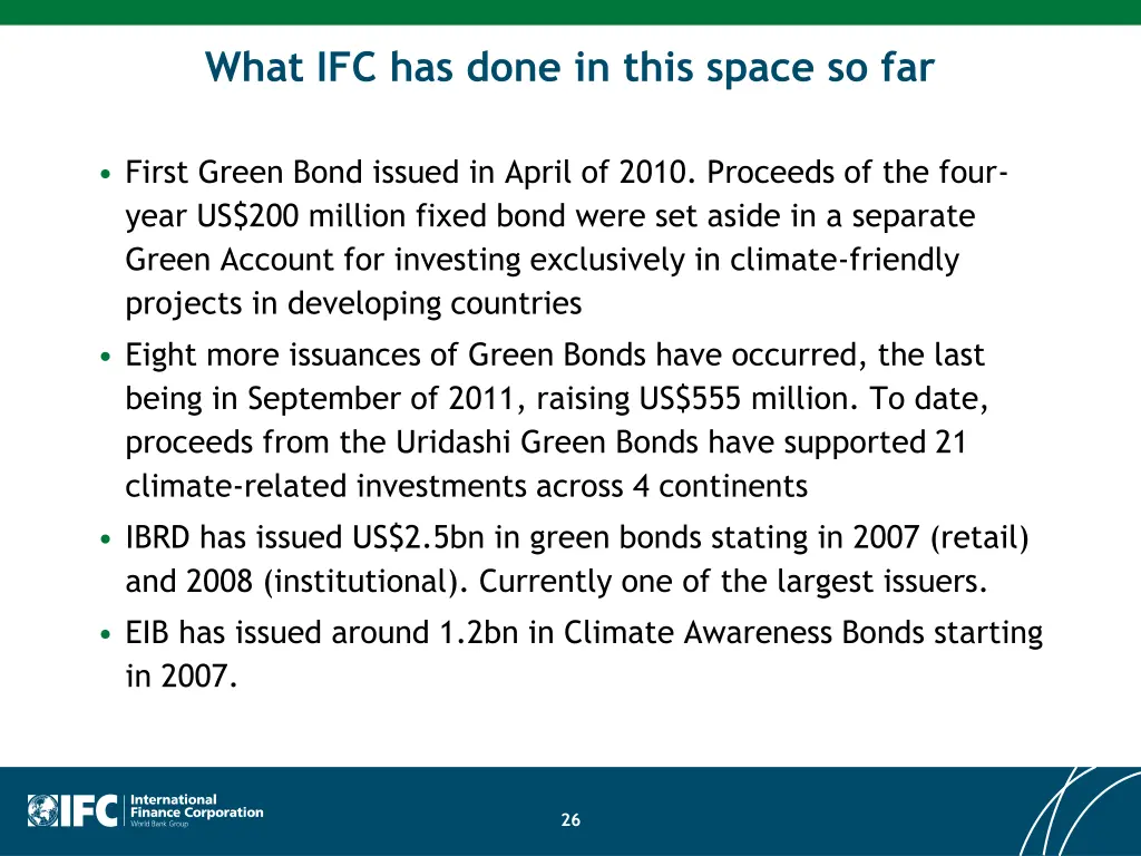 what ifc has done in this space so far