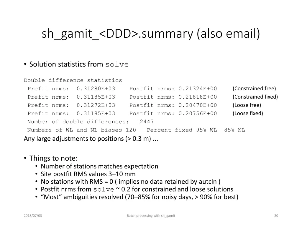 sh gamit ddd summary also email 1