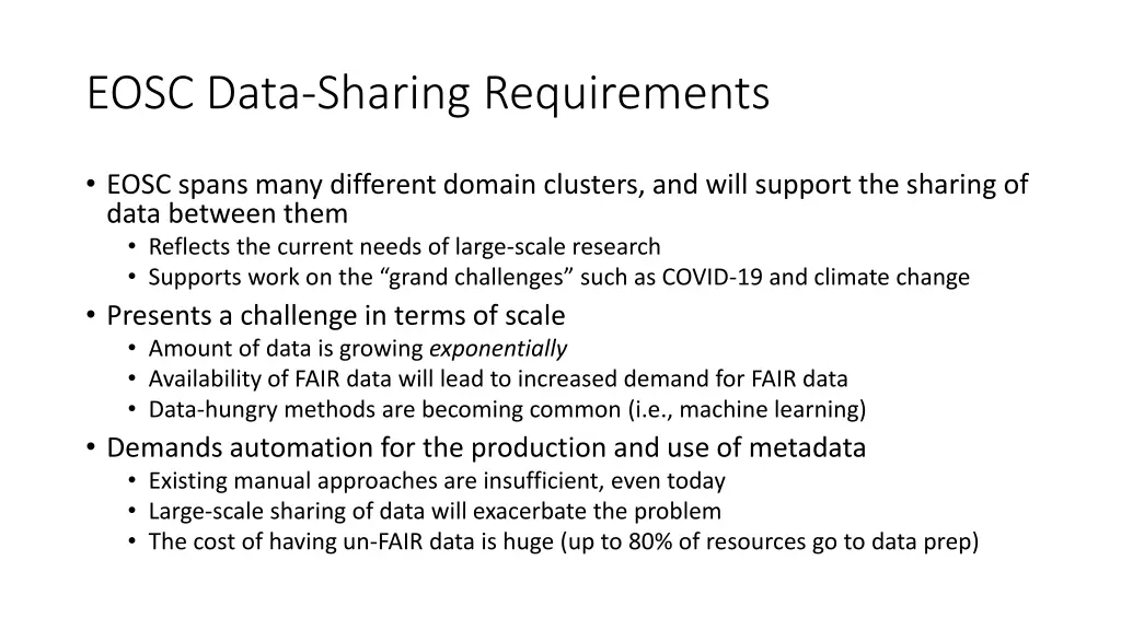 eosc data sharing requirements