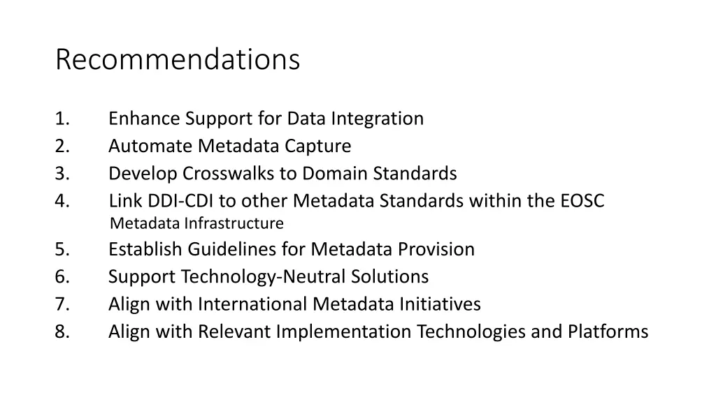 recommendations