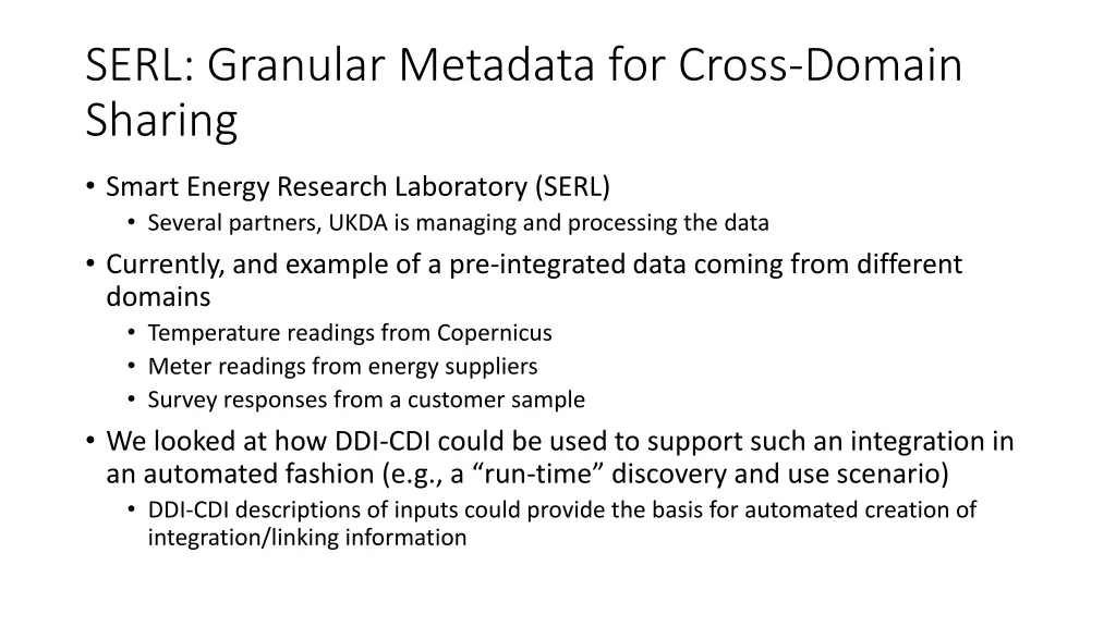 serl granular metadata for cross domain sharing