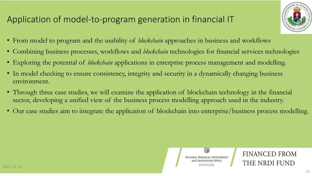 application of model to program generation