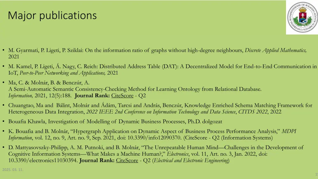 major publications