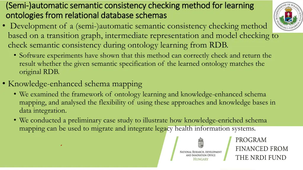 semi semi automatic semantic consistency checking