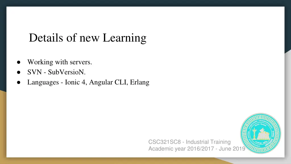 details of new learning