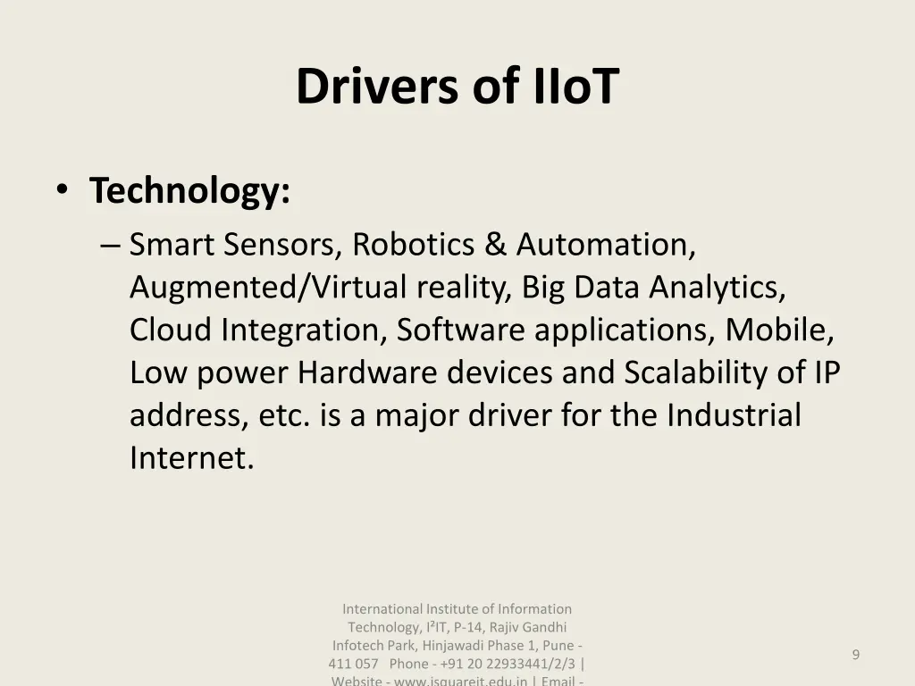 drivers of iiot
