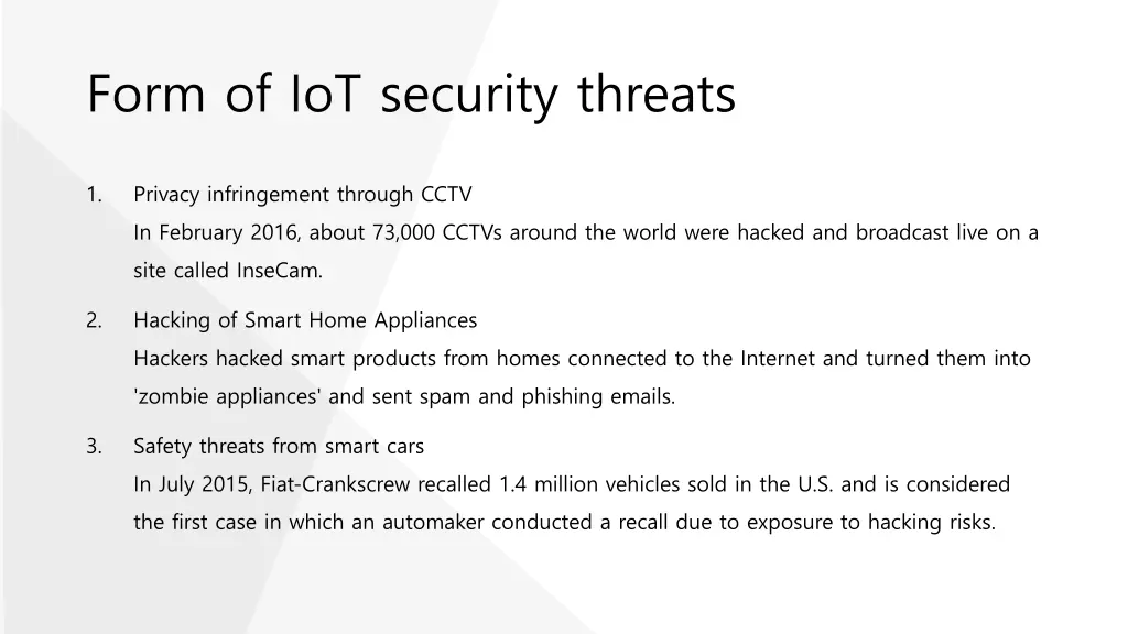 form of iot security threats