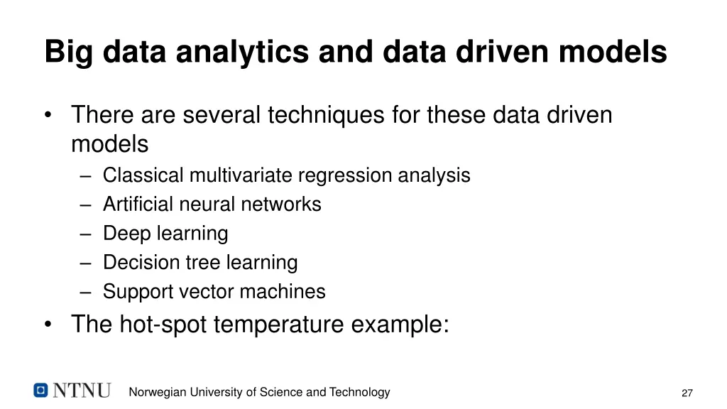 big data analytics and data driven models