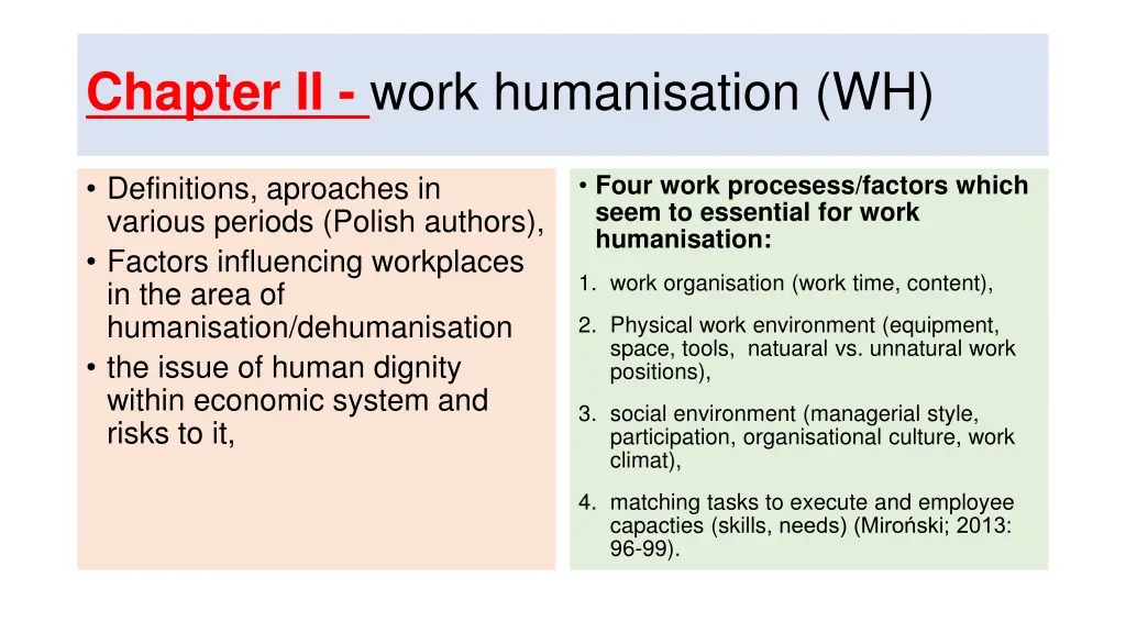 chapter ii work humanisation wh