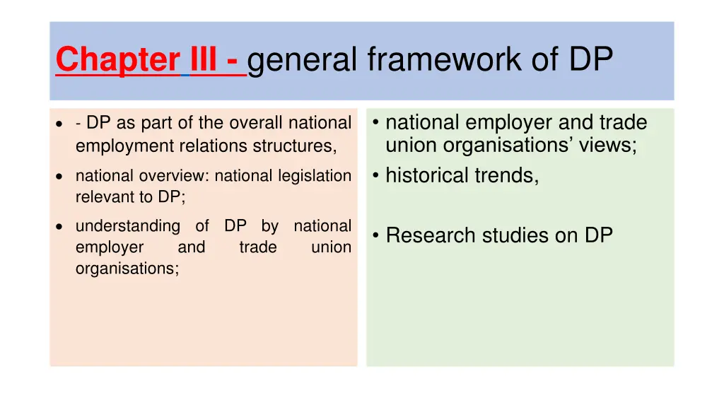 chapter iii general framework of dp