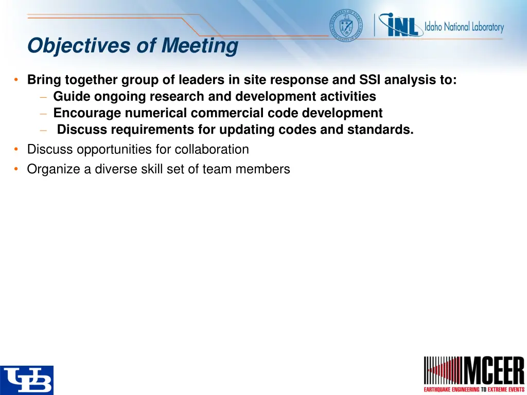 objectives of meeting