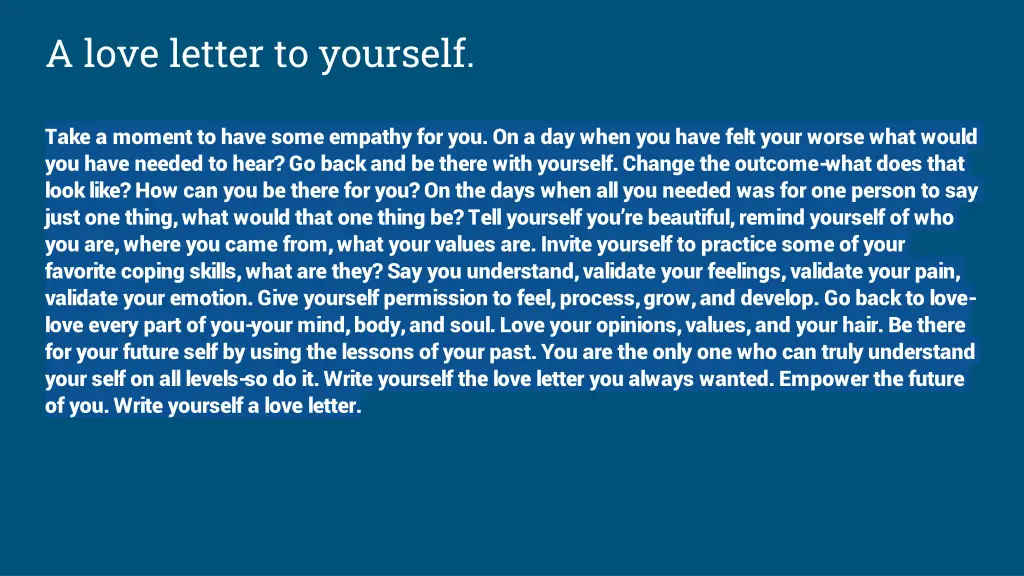 a love letter to yourself