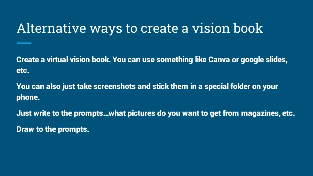alternative ways to create a vision book